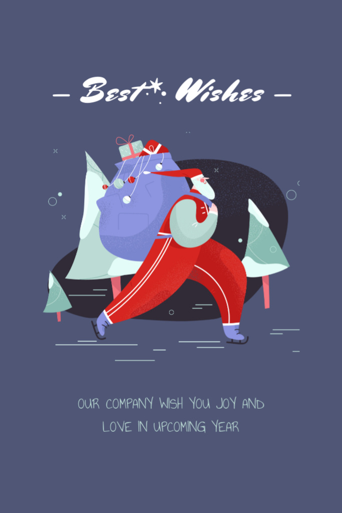 Christmas Wishes From Santa With Gifts Bag Postcard 4x6in Vertical – шаблон для дизайну