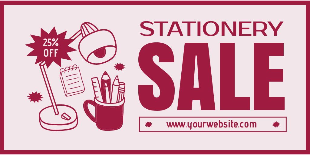 School Stationery Sale with Pens in Cup Twitter – шаблон для дизайну