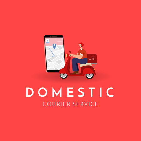 Domestic Courier Services with Own Mobile App Animated Logo Design Template