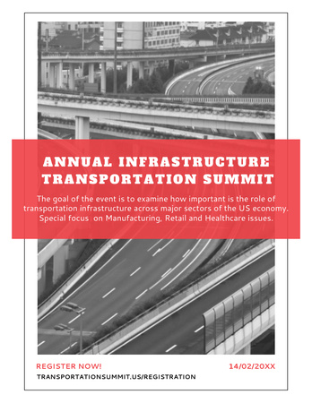 Annual Infrastructure Transportation Summit Announcement Flyer 8.5x11in Design Template