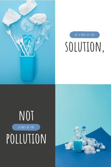 Plastic Waste Concept with Disposable Tableware Tumblr Modelo de Design