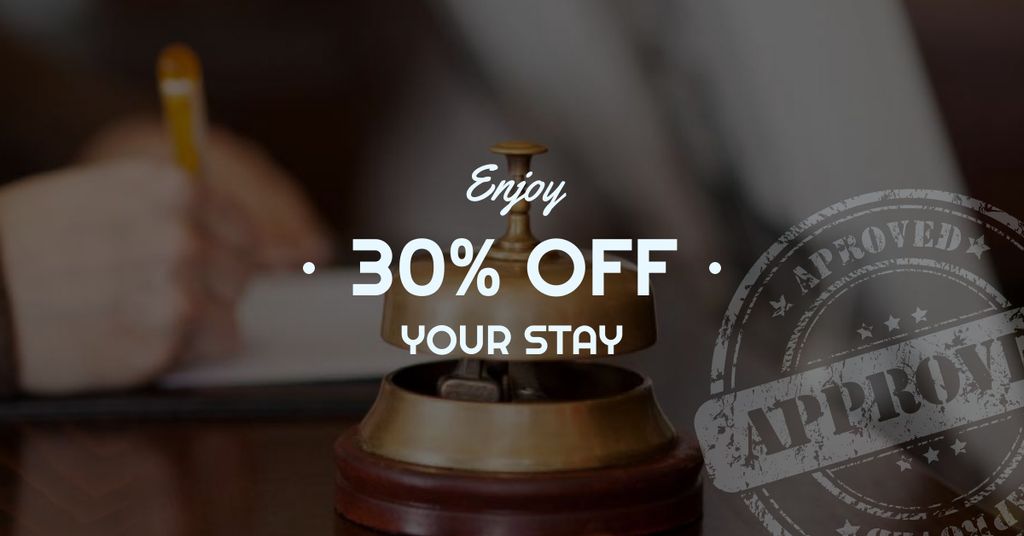 Hotel Offer with Bell at Reception Desk Facebook AD tervezősablon