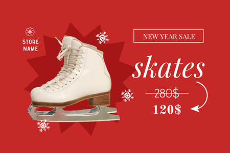 New Year Offer of Skates Label Design Template