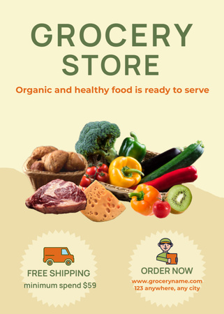 Organic Food Set With Free Shipping Flayer Design Template