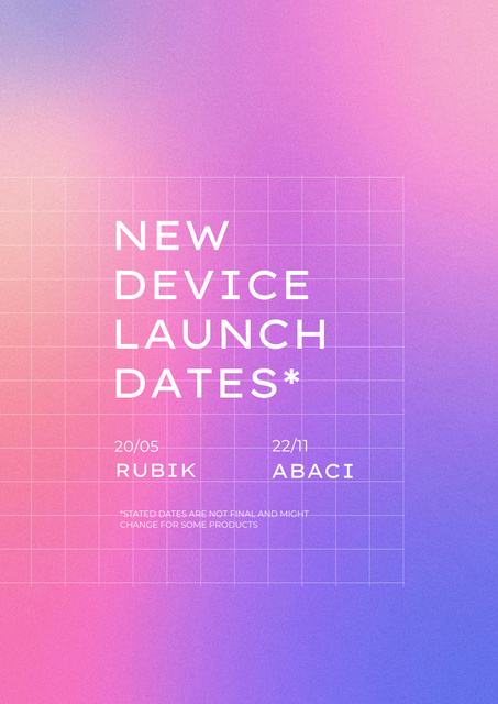 Announcement of New Device Launch on Gradient Poster B2 Πρότυπο σχεδίασης