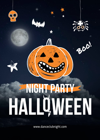 Template di design halloween notte partito spaventoso icone Flayer