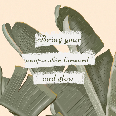 Skincare Ad with Green Plant Leaves Animated Post tervezősablon