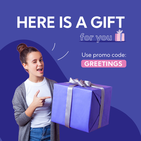 Big Present For Client With Promo Code Animated Post Design Template
