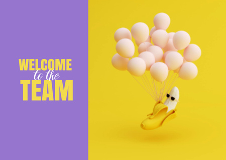 Funny Banana in Sunglasses with Balloons Card – шаблон для дизайну