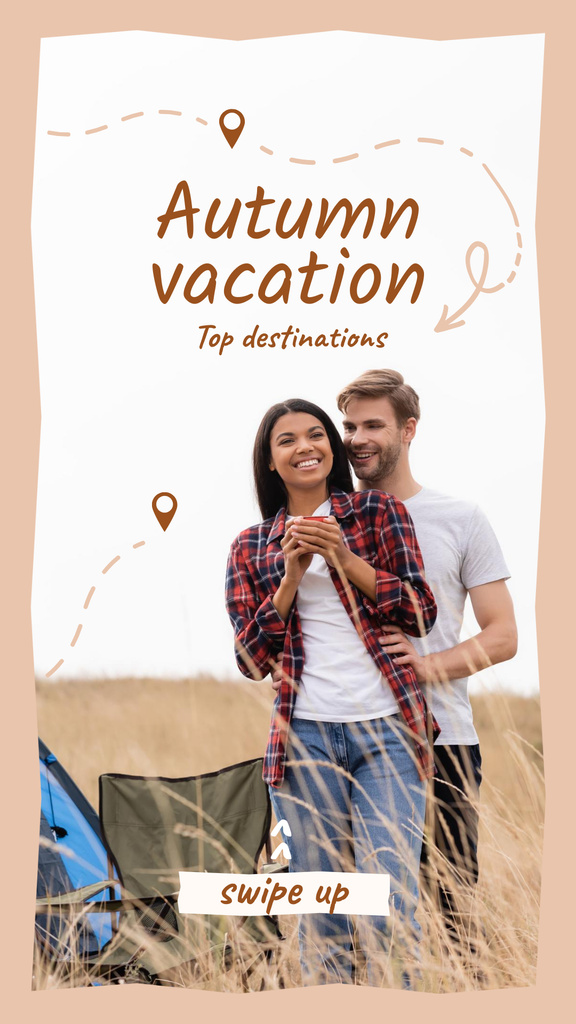 Happy Couple on Autumn Vacation Instagram Story Modelo de Design