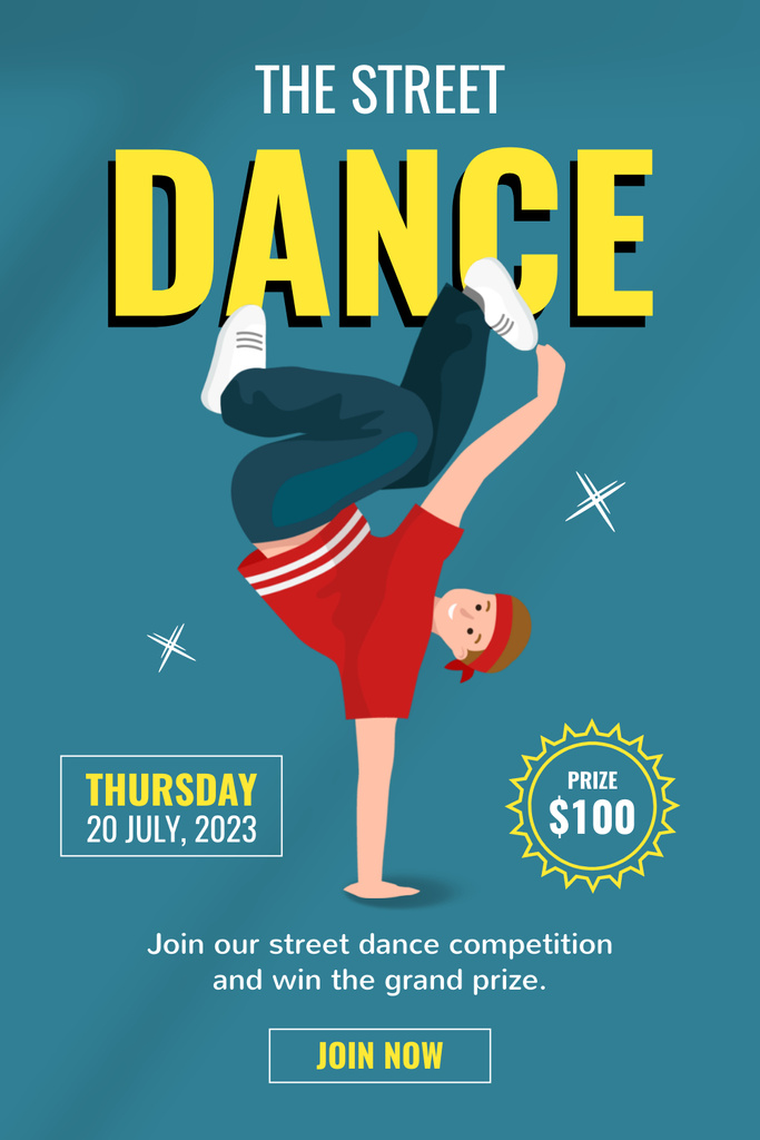 Street Dance Classes Announcement Pinterest tervezősablon