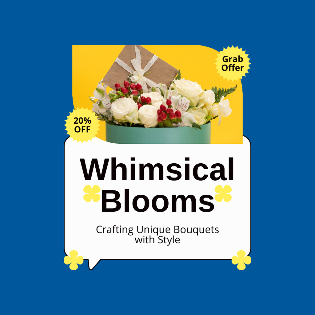 Ontwerpsjabloon van Instagram van Grand Offer Discounts on Blooming Bouquets