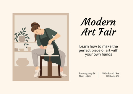 Modern Art Fair Announcement Poster B2 Horizontal Design Template