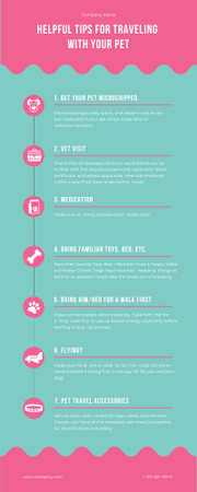 List of Rules for Traveling with Pets in Pink Infographic Design Template