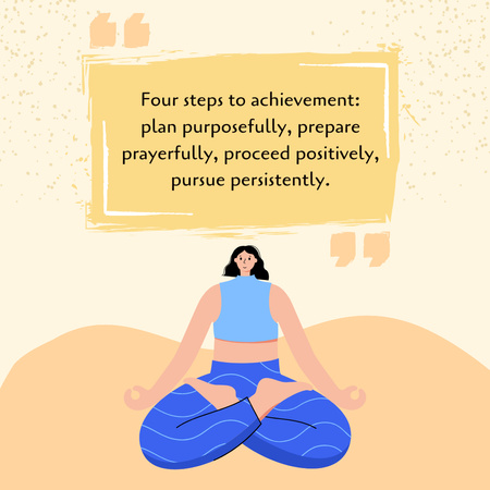 Woman Oracticing Yoga in Lotus Pose on Yellow Instagram Design Template