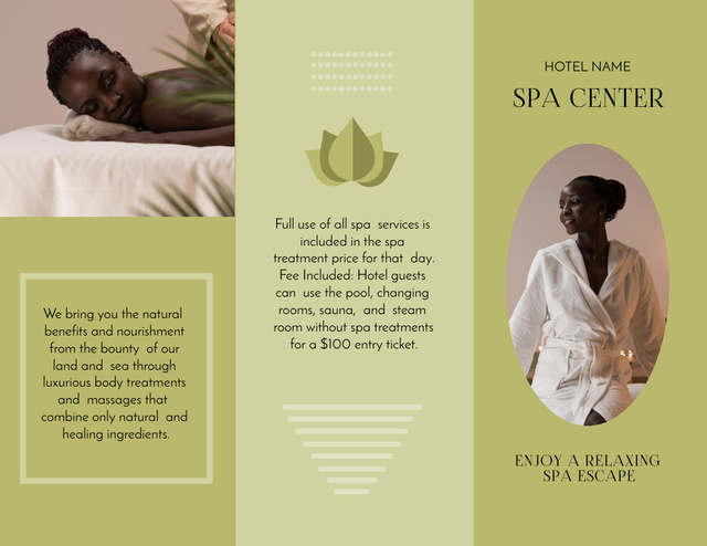 SPA Services Offer with Woman on Massage Procedure Brochure 8.5x11in Z-fold Šablona návrhu