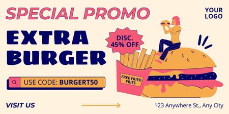 Special Discount on Extra Burger Twitter Design Template
