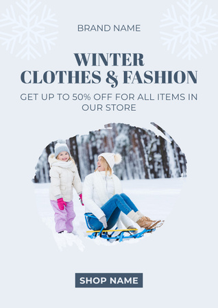 Designvorlage Winter Fashion Clothes Sale für Poster