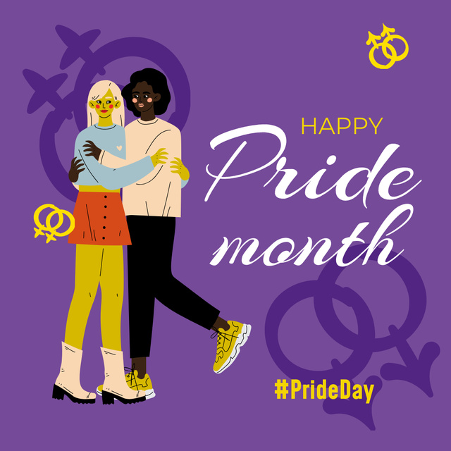Two women hugging on Pride Day Instagram Design Template