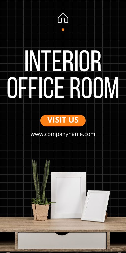 Office Room Interior on Black Graphic Design Template