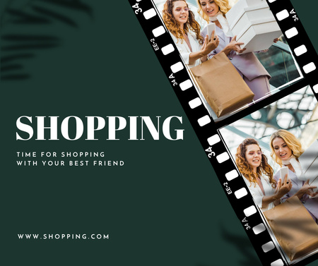 Smiling Women with Shopping Bags Facebook Design Template