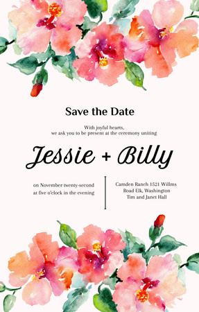 Save the Date of Beautiful Wedding Ceremony Invitation 4.6x7.2in Design Template