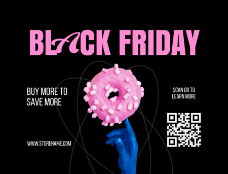 Black Friday Holiday Sale with Donut Postcard 4.2x5.5in Design Template