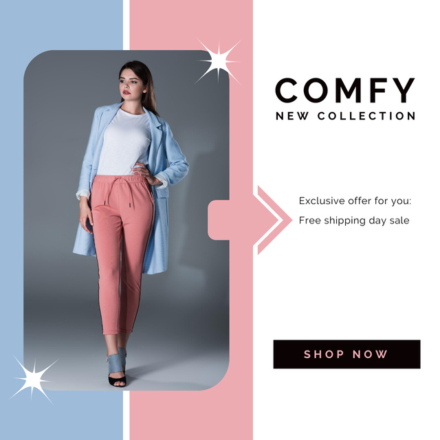 Modern Comfy Clothes New Collection Instagram Tasarım Şablonu