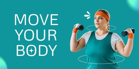 Bodypositive Girl Doing Sports with Dumbbells  Image Design Template