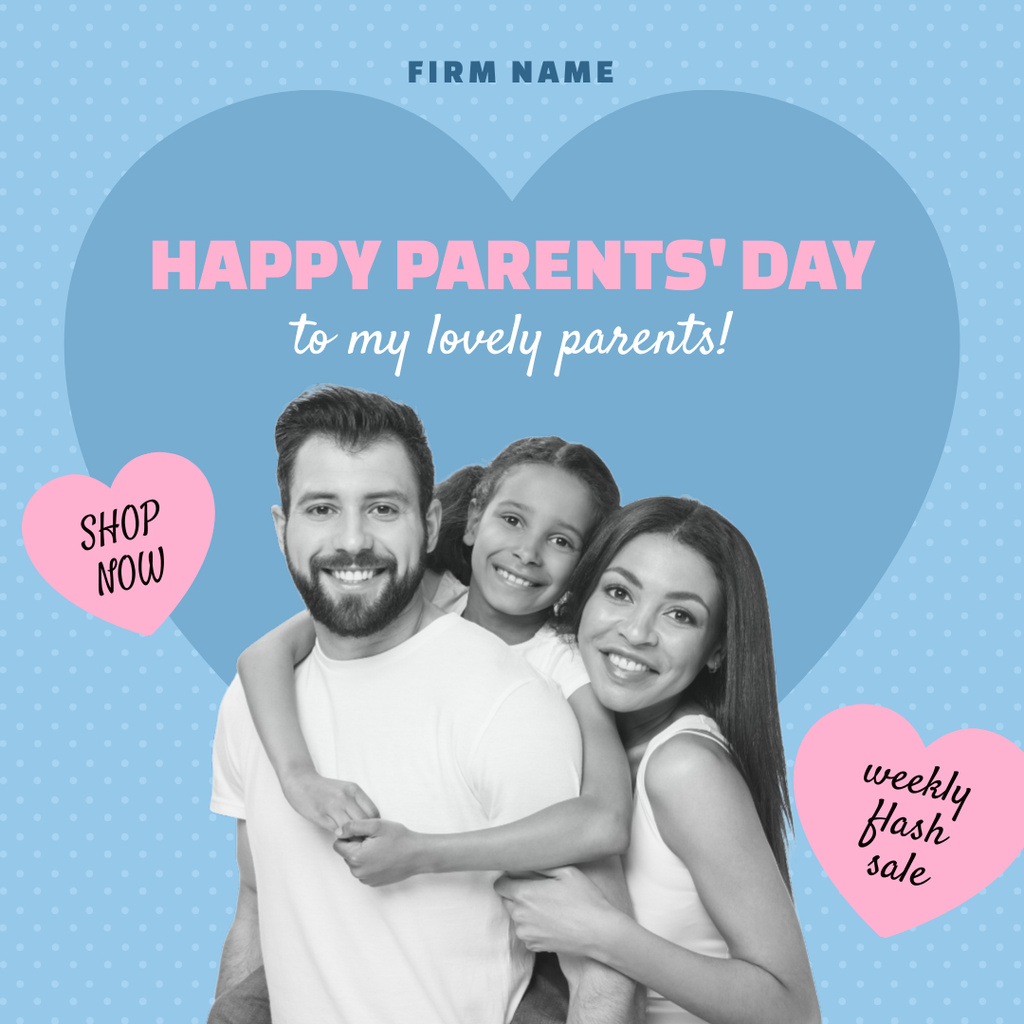 Template di design Parents Day Greeting With Weekly Flash Sale Instagram