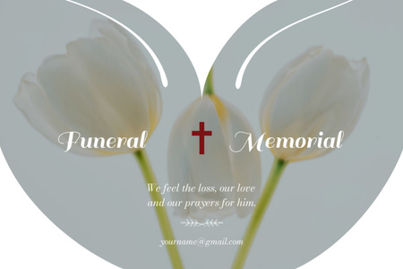 Sympathy Phrase with White Tulips Postcard 4x6in Design Template