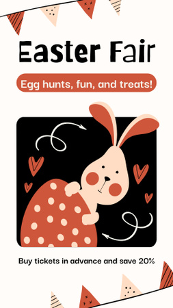 Modèle de visuel Annonce pour la foire de Pâques avec une jolie illustration de lapin - Instagram Story