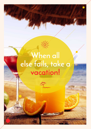Summer cocktail on tropical vacation Poster Design Template