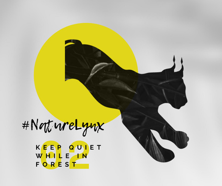 Fauna Protection with Black Lynx Silhouette Facebook Tasarım Şablonu