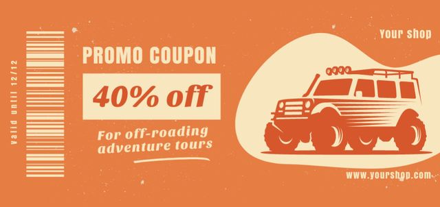 Off-Roading Adventure Tours Offer in Orange Coupon Din Largeデザインテンプレート