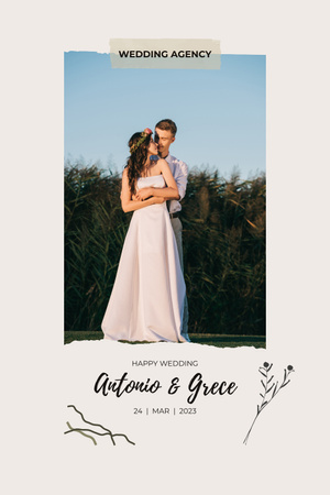 Designvorlage Schöne paar Hochzeitseinladung für Pinterest