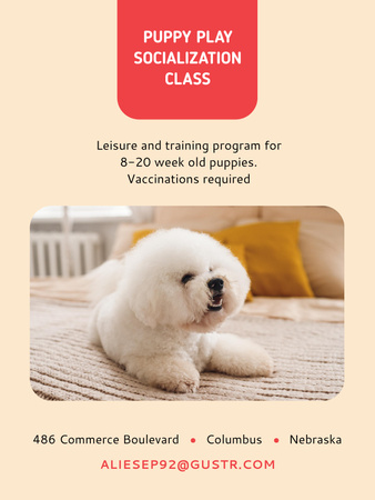 Plantilla de diseño de Puppy socialization class with Dog Poster US 