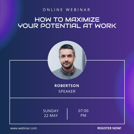 Online Webinar on Maximizing Your Potential at Work Instagram Design Template