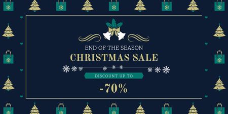 Christmas Sale Announcement with Trees and Gifts Twitter Design Template
