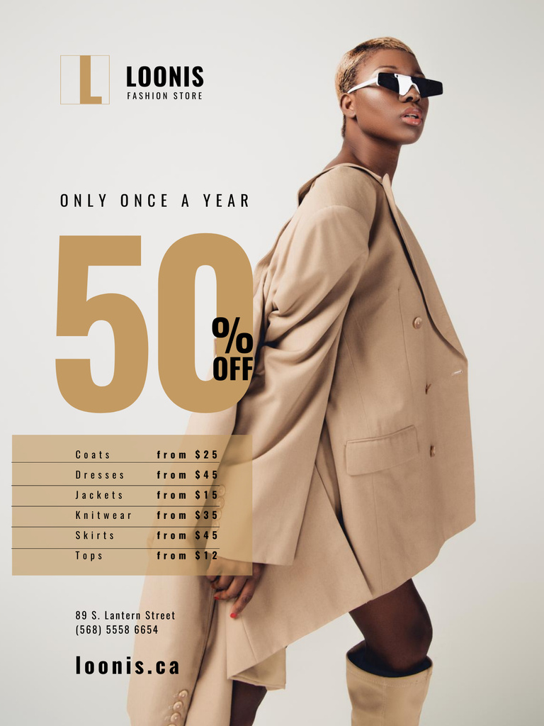 Fashion Store's Discounts Offer on Stylish Look Poster US Design Template