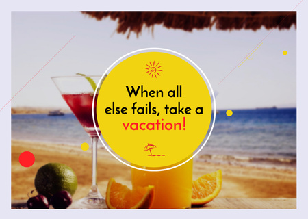 Vacation Offer Cocktail At The Beach Card Design Template