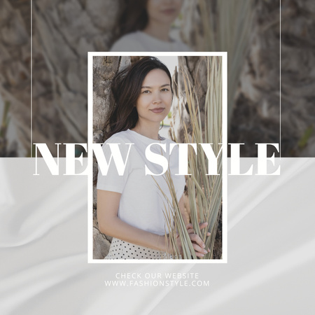 New Fashion Style with Woman Posing in Field Instagram Design Template