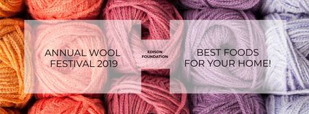 Knitting Festival Invitation with Wool Yarn Skeins Facebook cover Modelo de Design