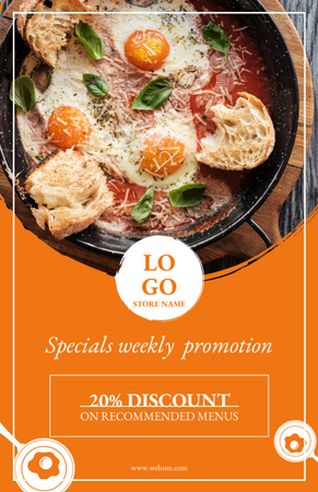 Template di design Discount Offer on Tasty Dish with Eggs Recipe Card
