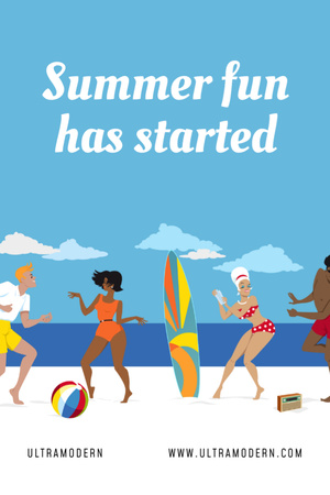 Platilla de diseño People Having Fun On Beach In Summer Postcard 4x6in Vertical