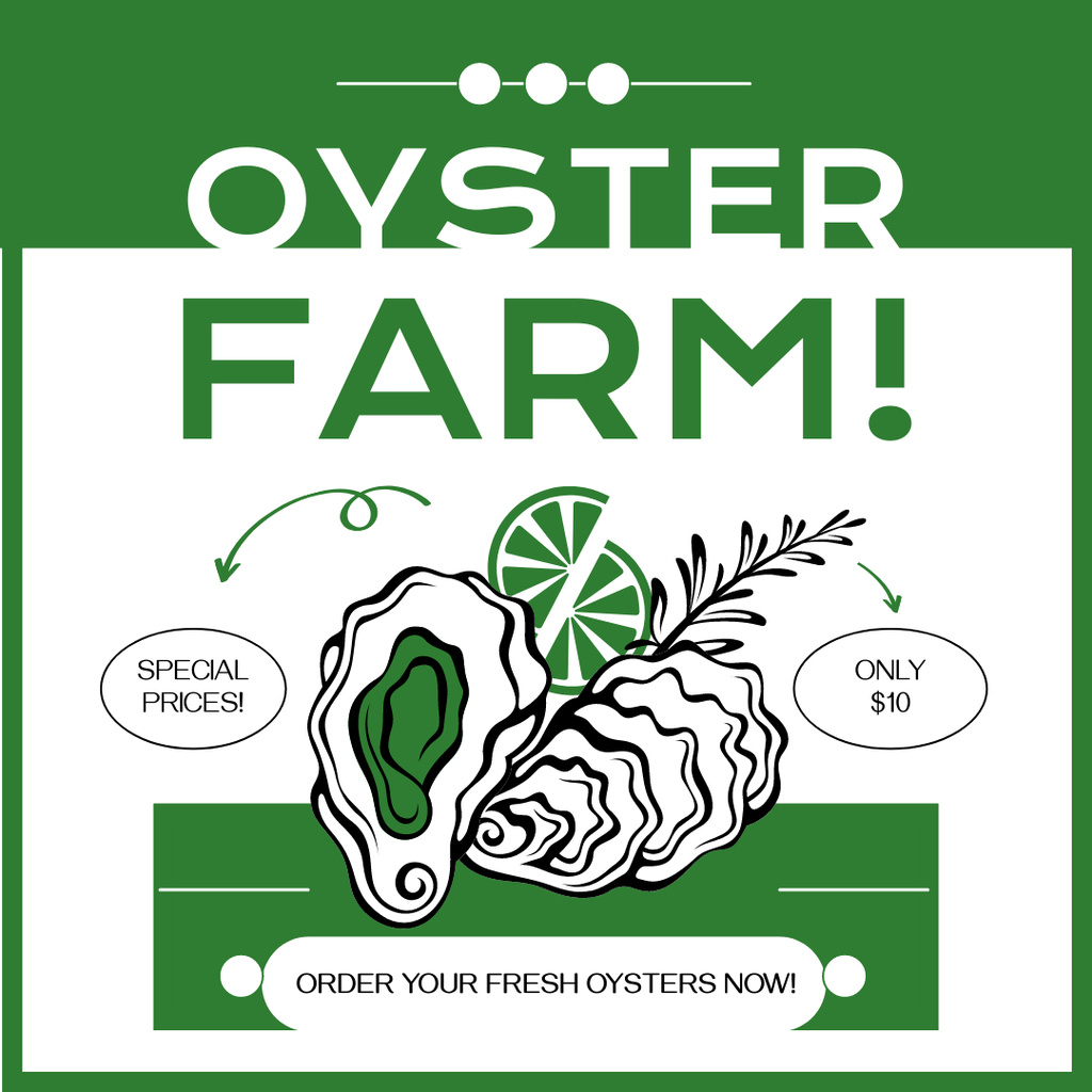 Ad of Oyster Farm with Illustration Instagramデザインテンプレート