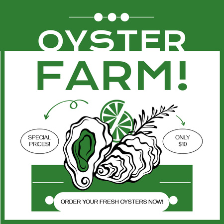 Ad of Oyster Farm with Illustration Instagram Design Template