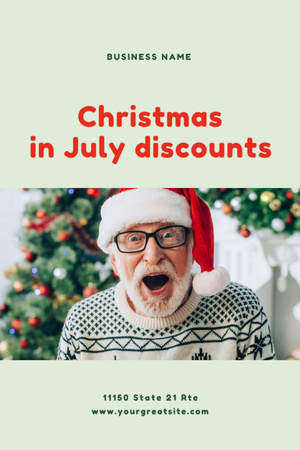 Christmas In July Celebration With Discounts Postcard 4x6in Vertical Design Template