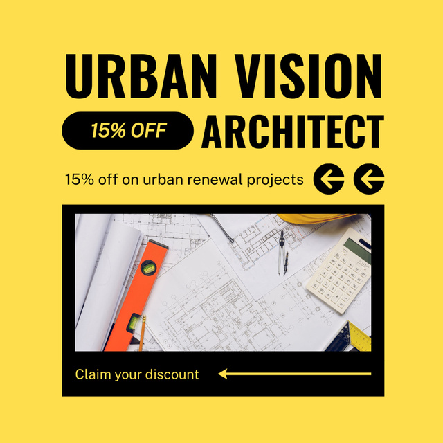 Architectural Services with Blueprints on Table Instagram AD Design Template
