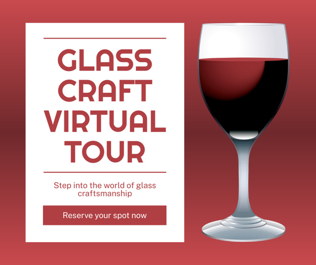 Glass Craft Virtual Tour Promo with Wineglass Facebook Πρότυπο σχεδίασης